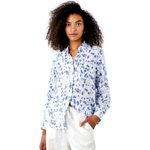 Rails Ellis Cotton Gauze Button Up Blue Spotted Shirt